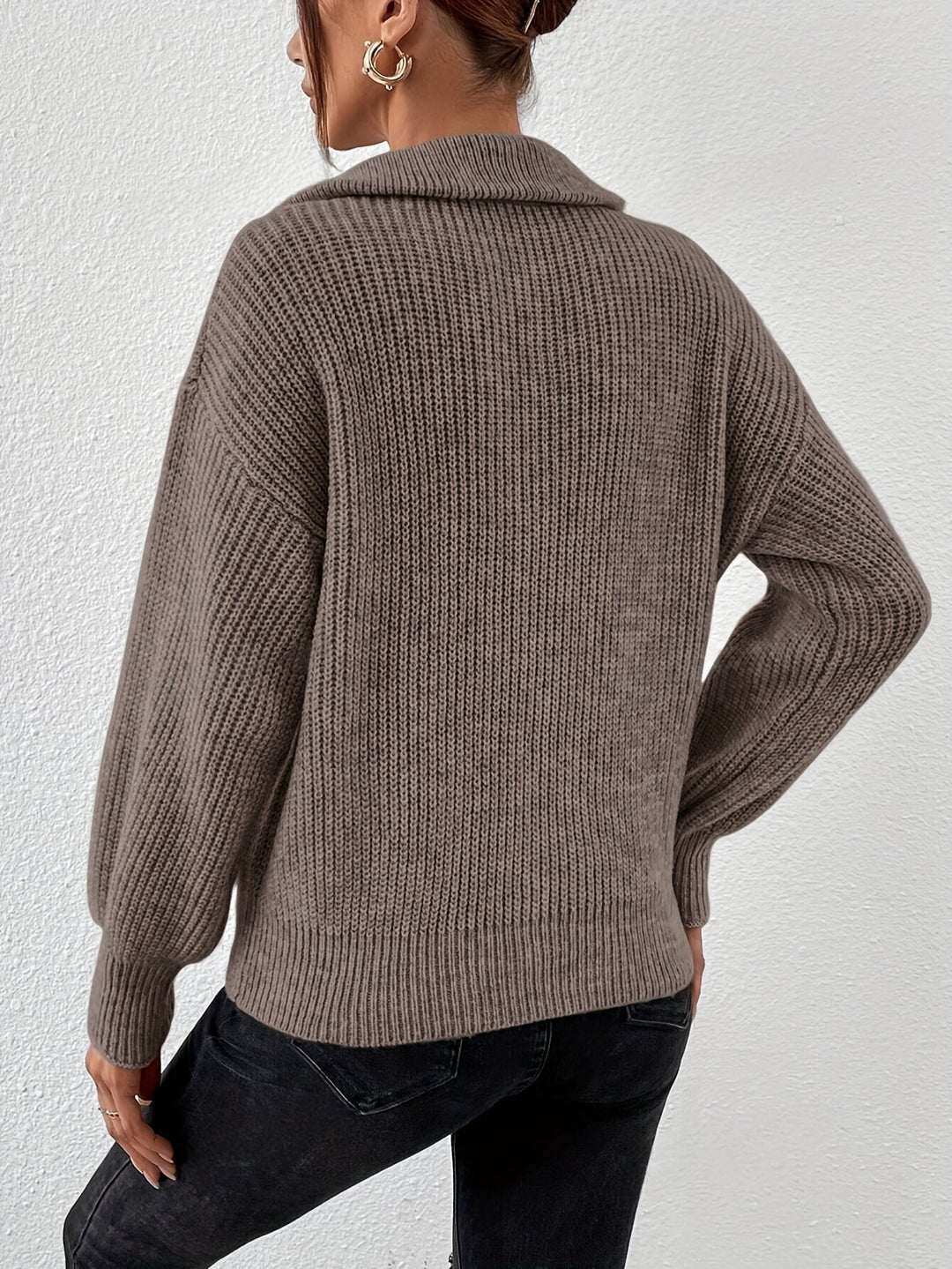 Pull Zippé à Épaules Tombantes