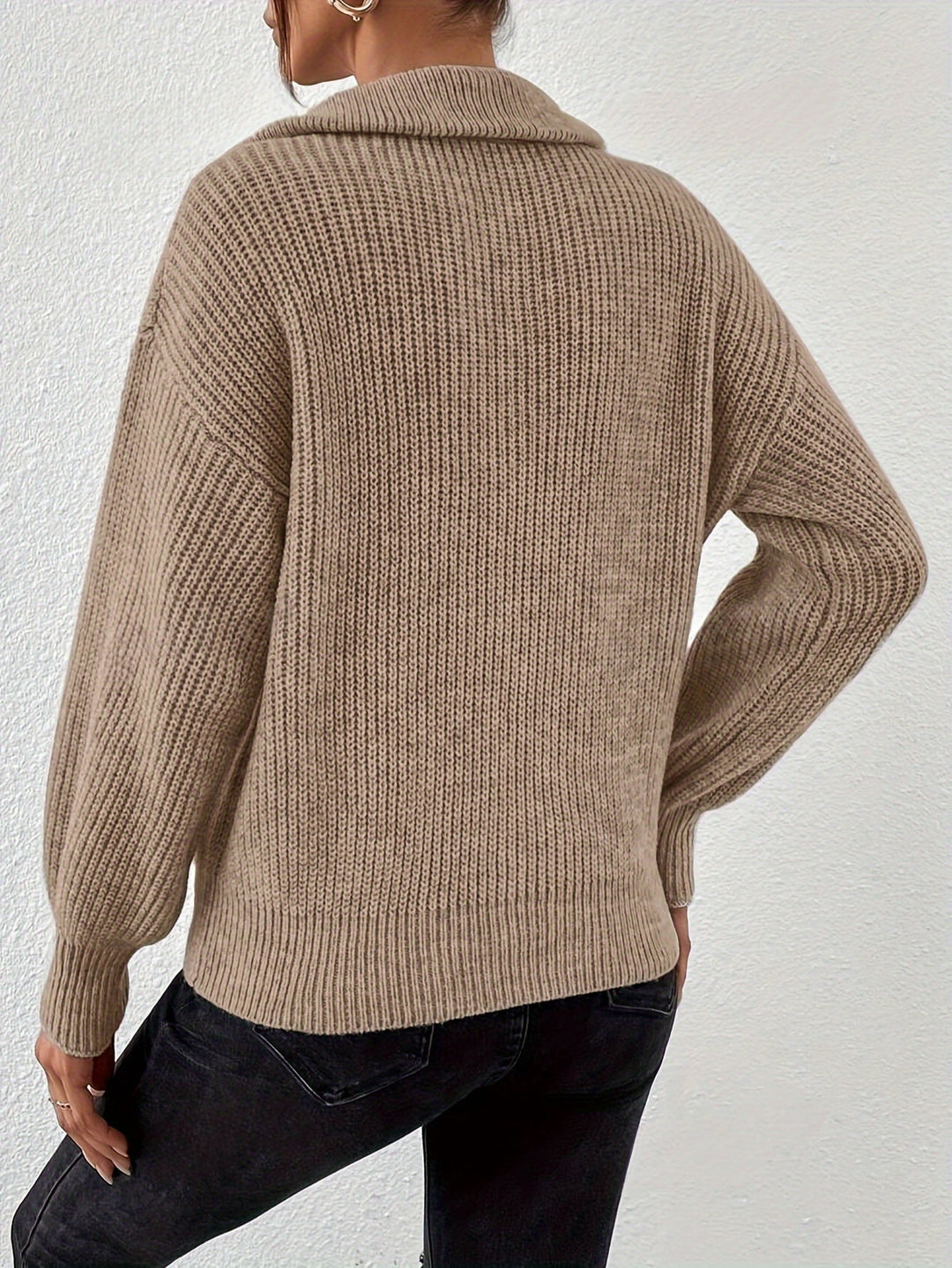 Pull Zippé à Épaules Tombantes