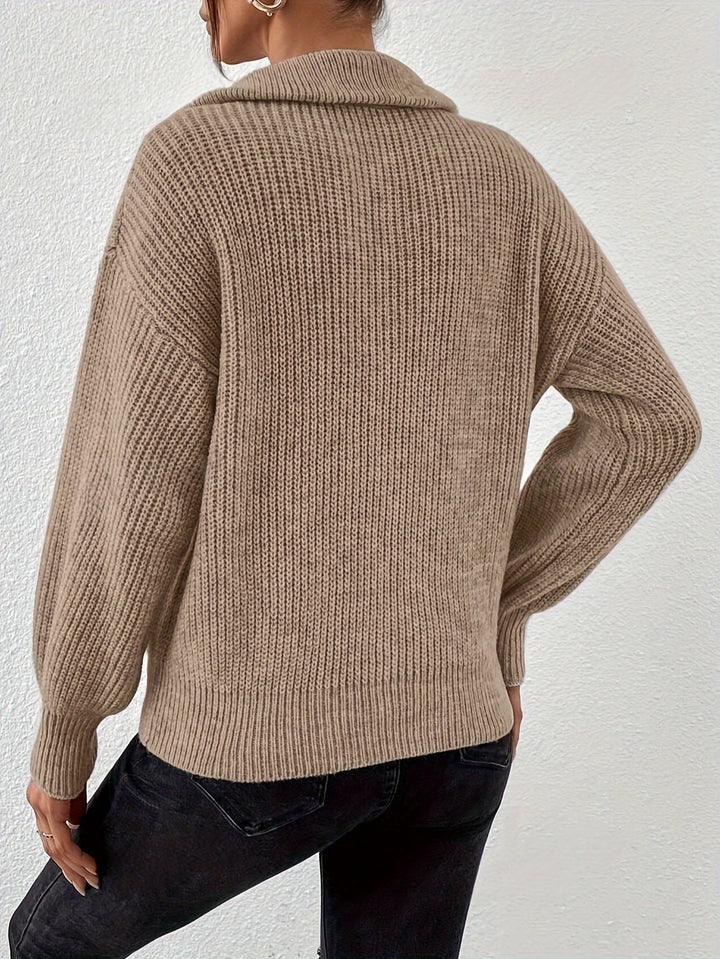 Pull Zippé à Épaules Tombantes