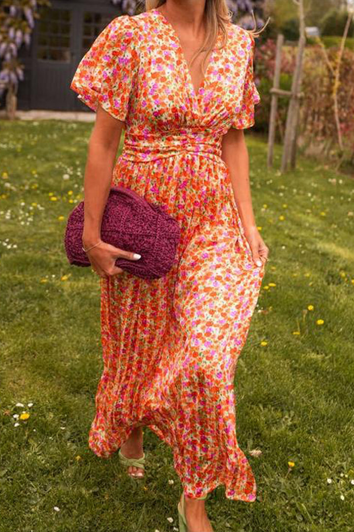 Robe Midi Fleurie Boutonnée