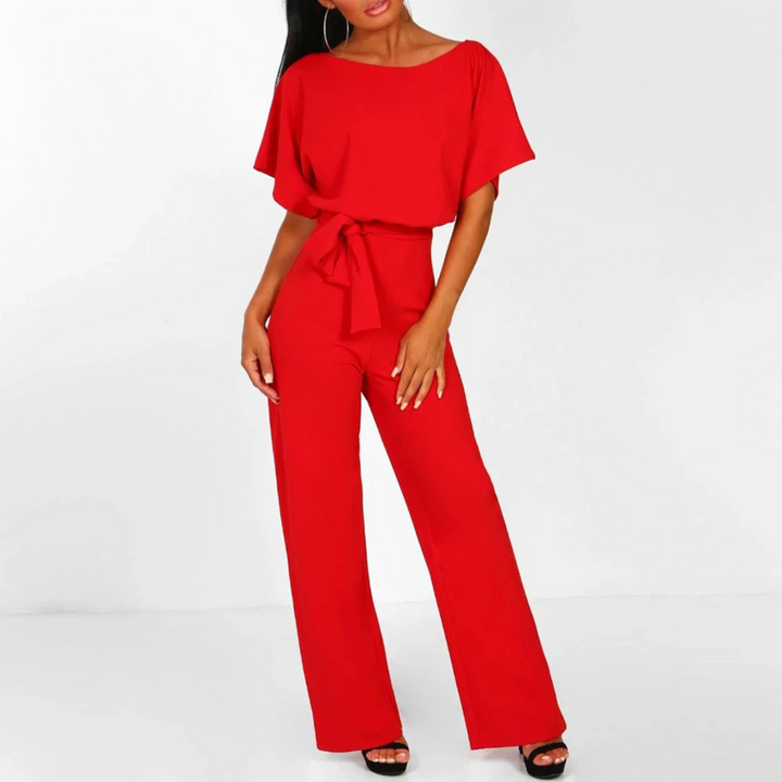Figurbetonter Damen-Jumpsuit mit Schnürung an der Taille