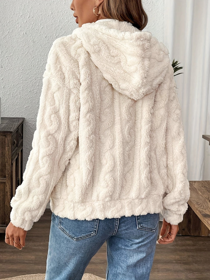 Plüschjacke mit Reißverschluss und Kapuze