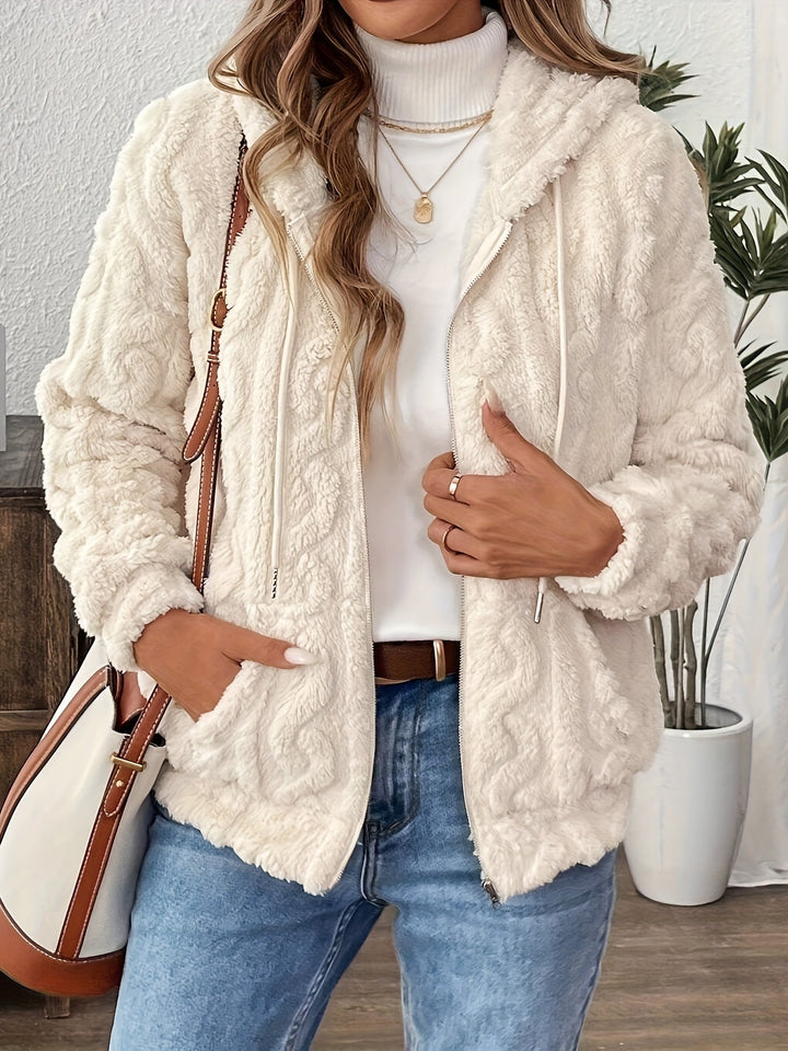 Plüschjacke mit Reißverschluss und Kapuze
