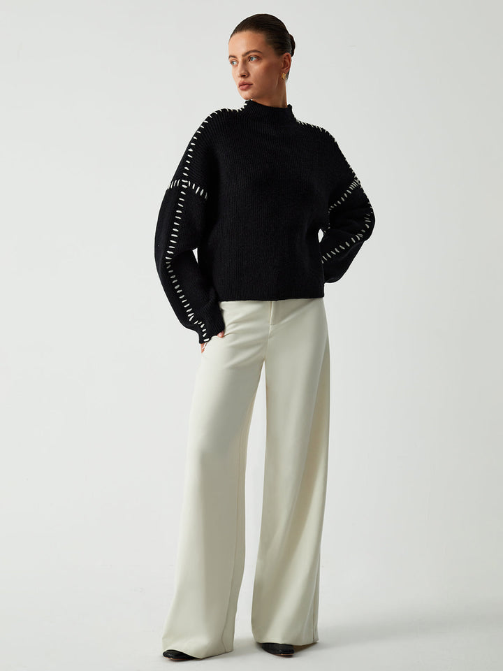Oversize-Pullover mit Stehkragen