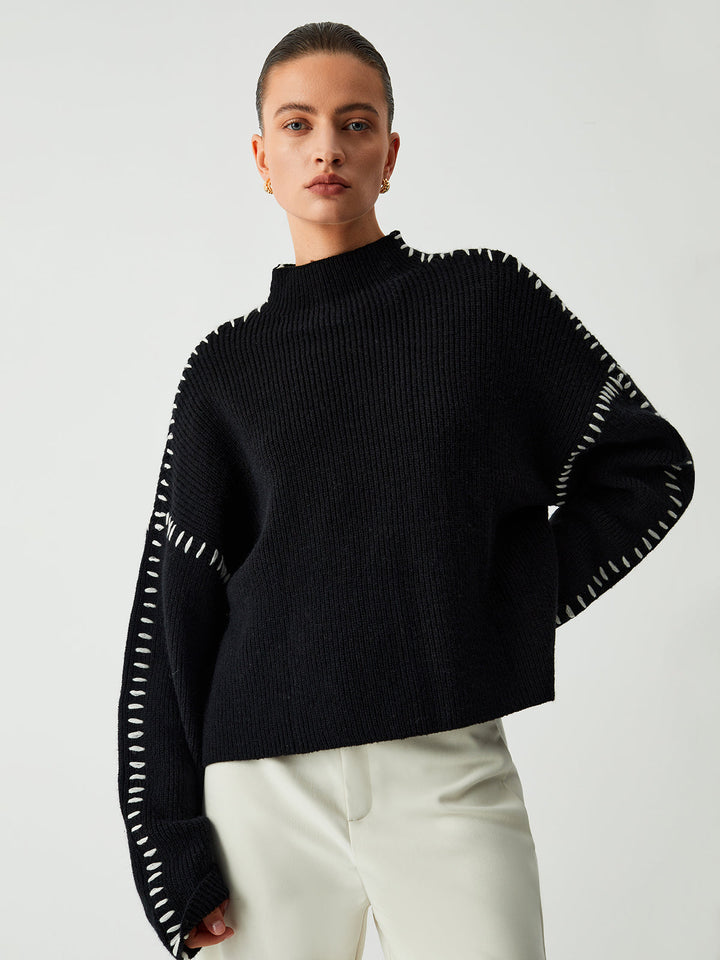 Oversize-Pullover mit Stehkragen