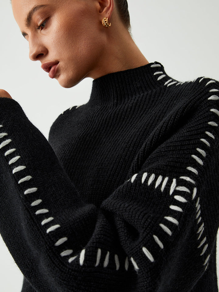 Oversize-Pullover mit Stehkragen