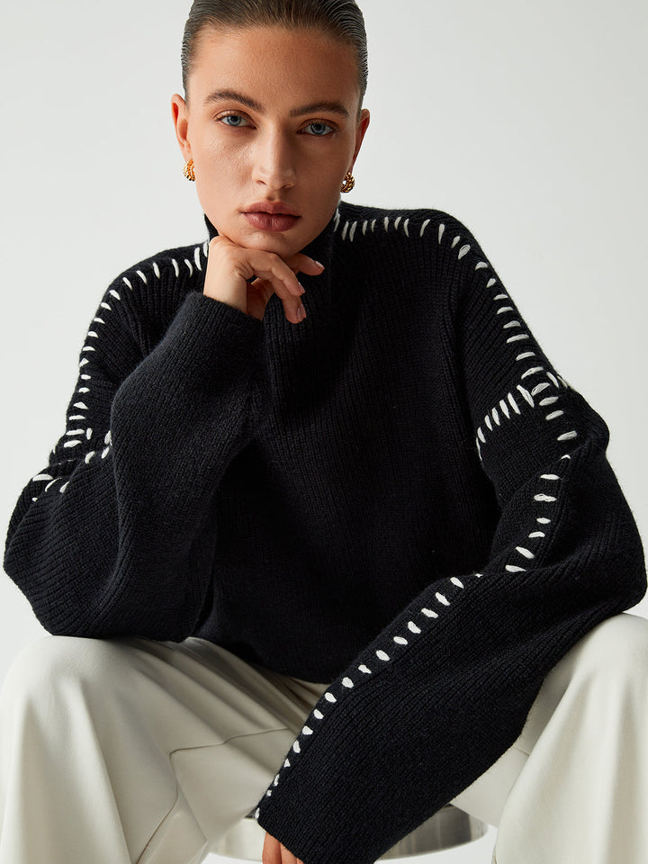 Oversize-Pullover mit Stehkragen
