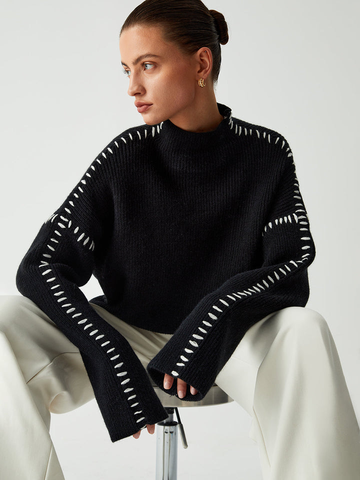 Oversize-Pullover mit Stehkragen