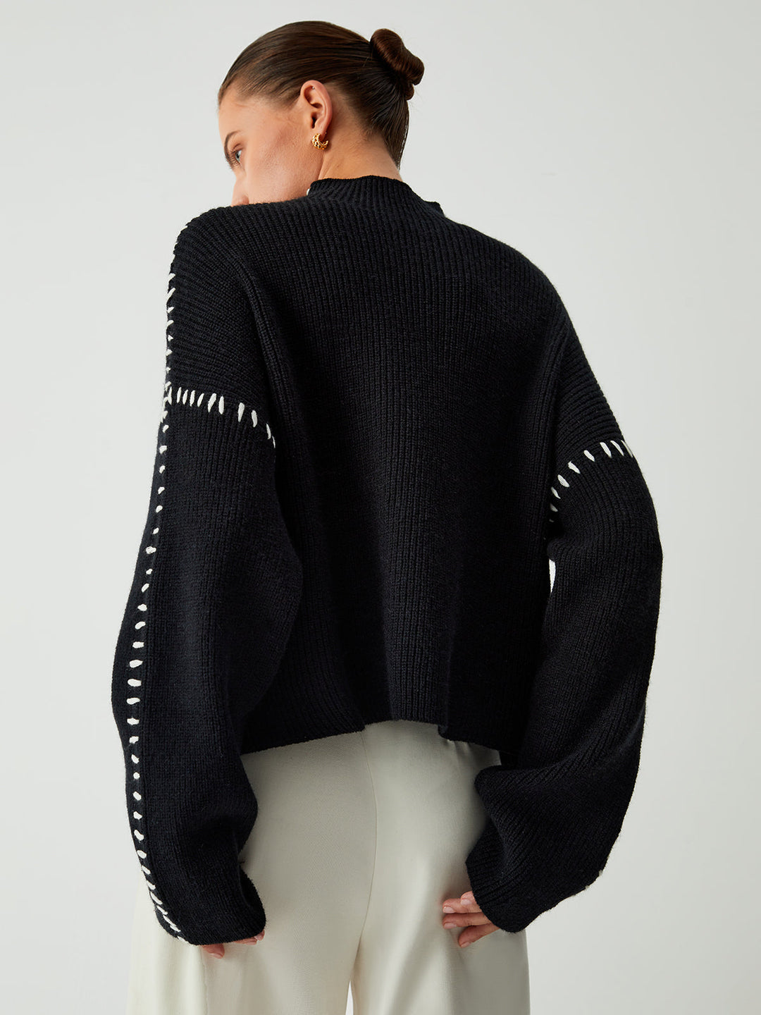 Oversize-Pullover mit Stehkragen