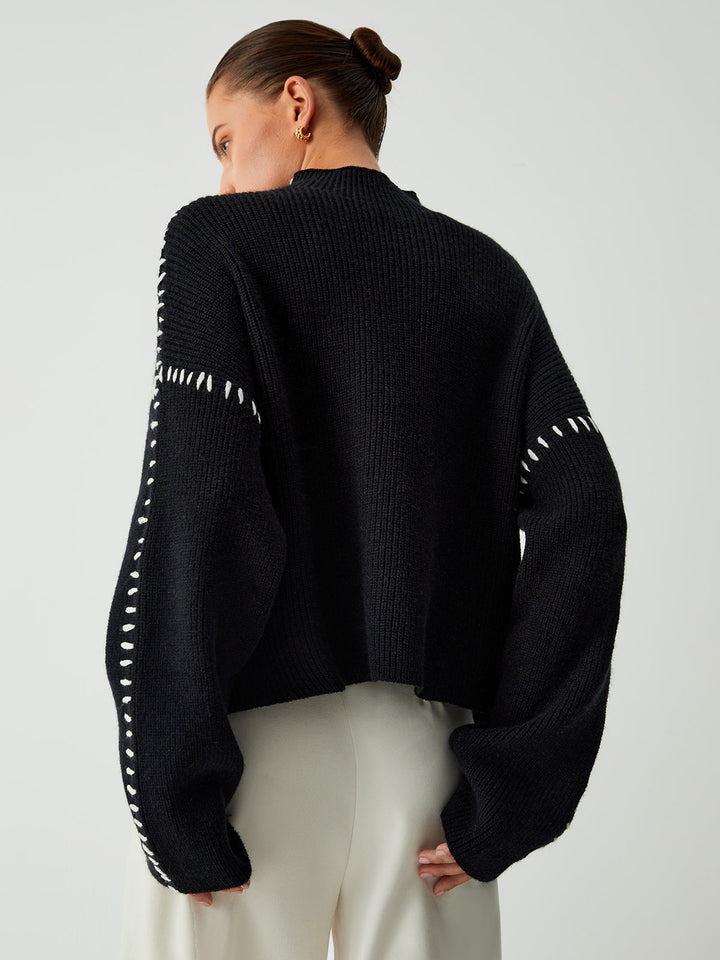 Oversize-Pullover mit Stehkragen