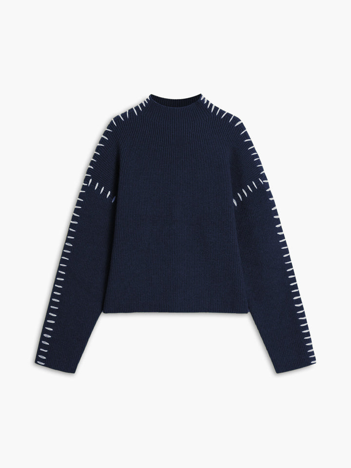 Oversize-Pullover mit Stehkragen