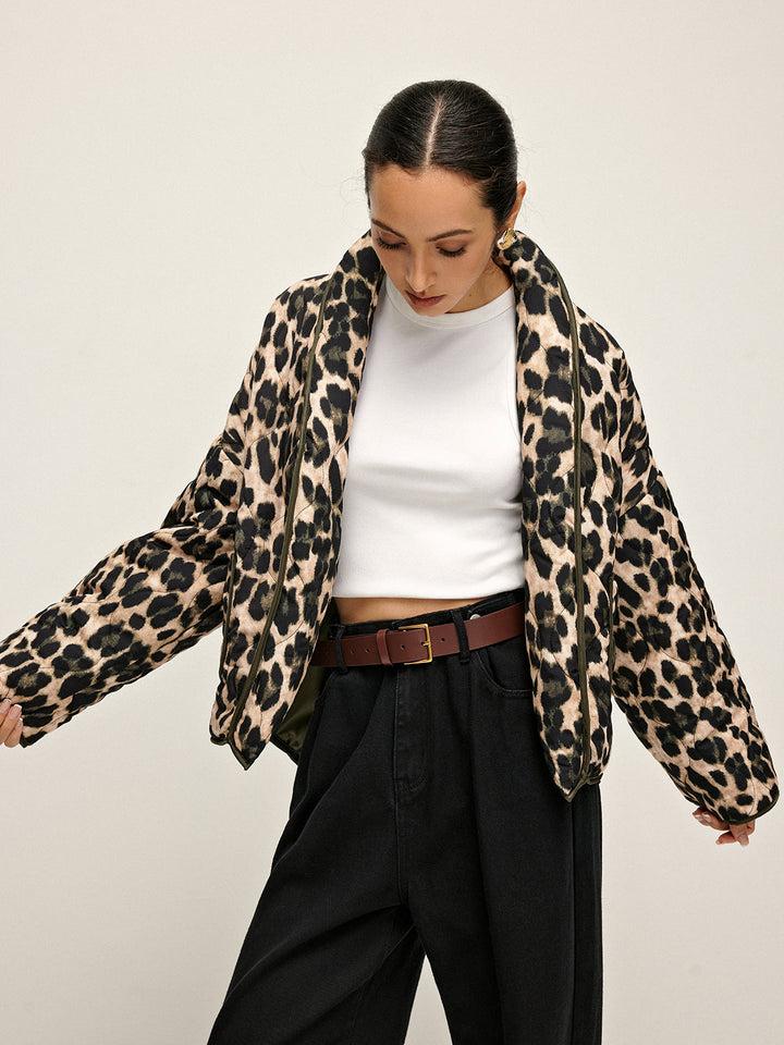 Übergroße Jacke mit Leopardenmuster