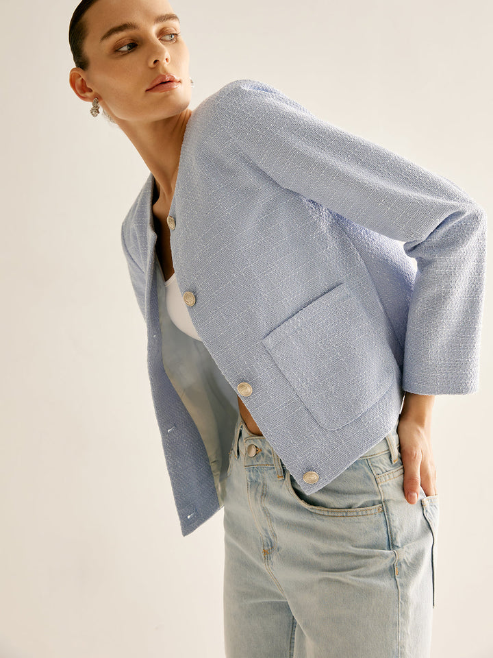 Leichte hellblaue Jacke