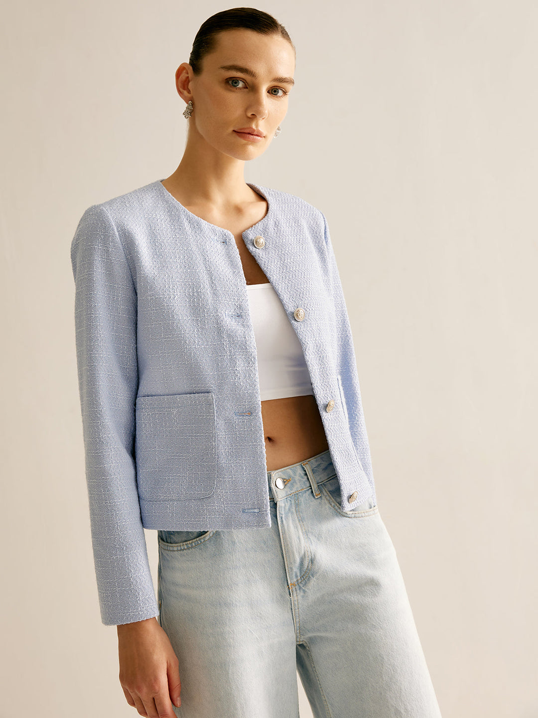 Leichte hellblaue Jacke