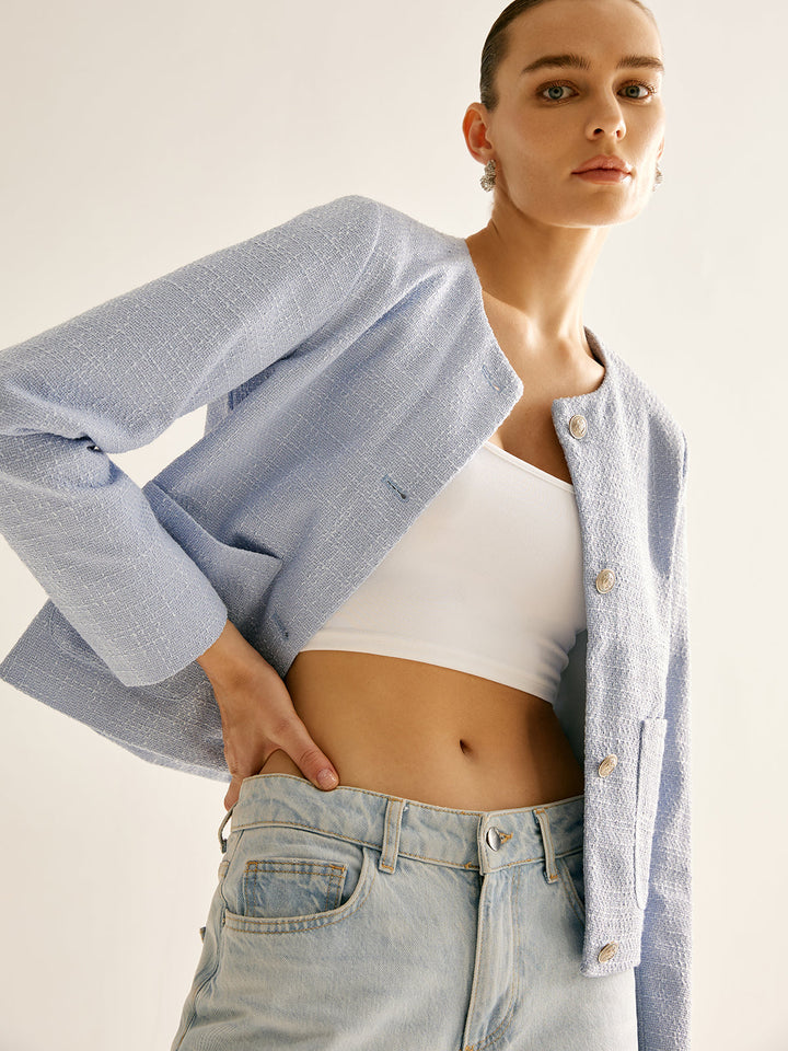Leichte hellblaue Jacke