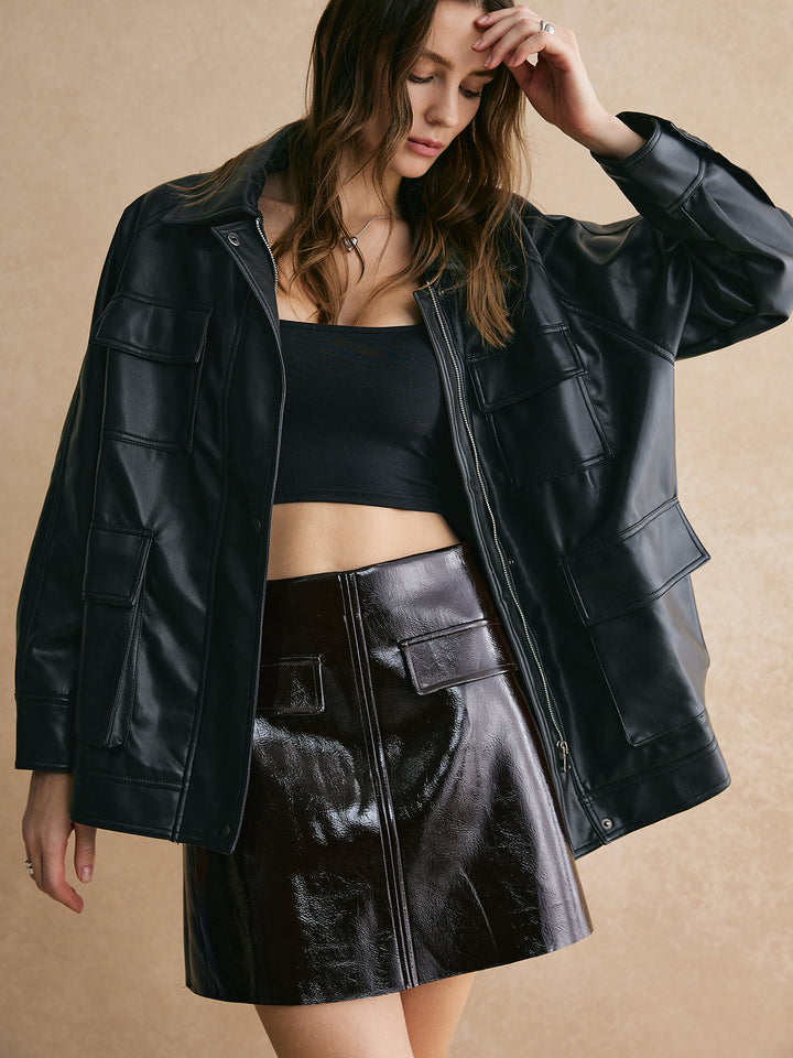 Veste Oversize Multipoches Noire