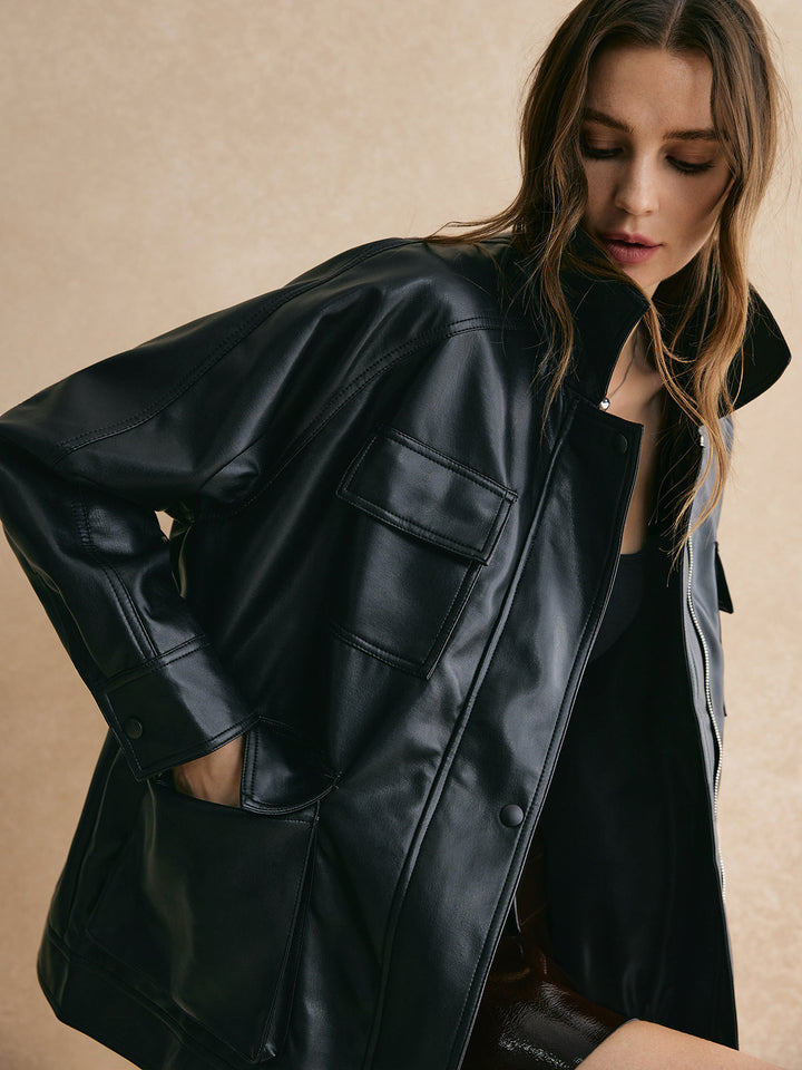 Veste Oversize Multipoches Noire