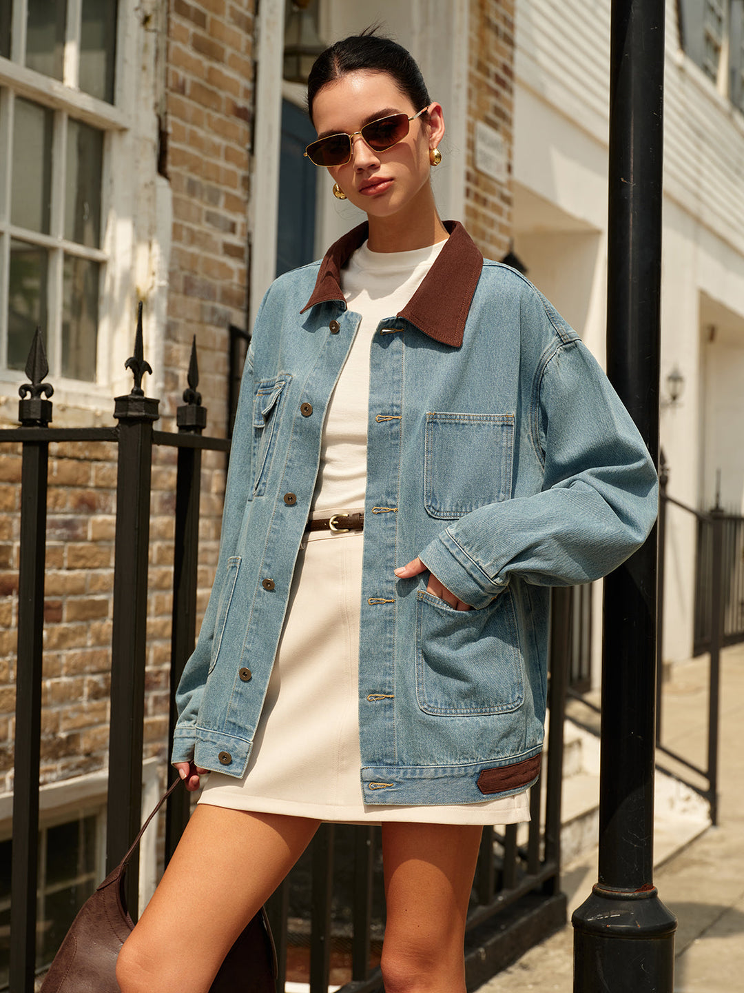 Veste avec Col Contrasté