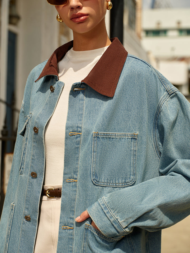Veste avec Col Contrasté