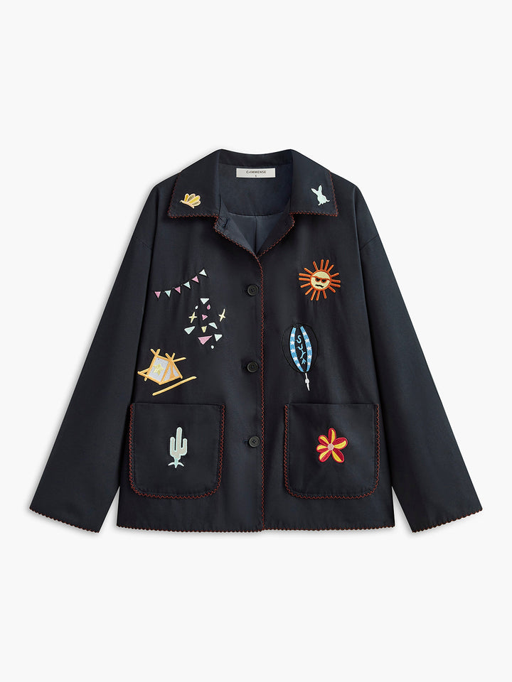 Schwarze bestickte Jacke