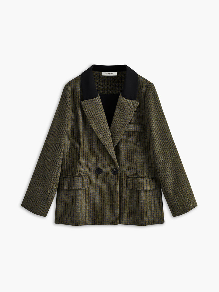 Veste à Carreaux Double Boutonnage