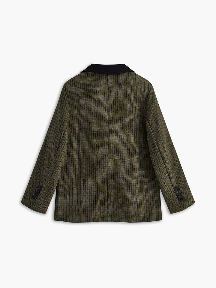 Veste à Carreaux Double Boutonnage