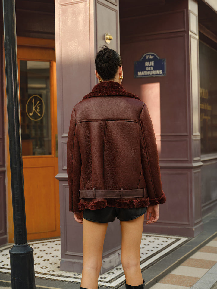 Veste Synthétique Col en Fausse Fourrure
