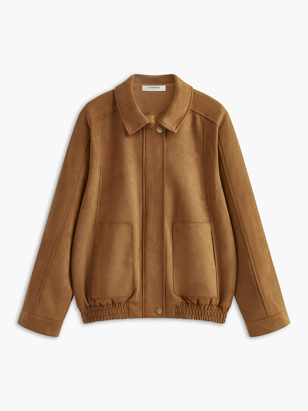 Camelbraune Velourslederimitat-Jacke