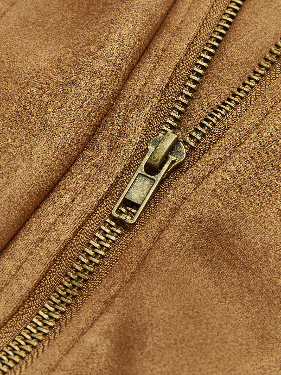 Camelbraune Velourslederimitat-Jacke