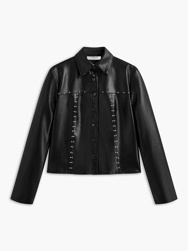 Veste Courte Synthétique Détails Cloutés