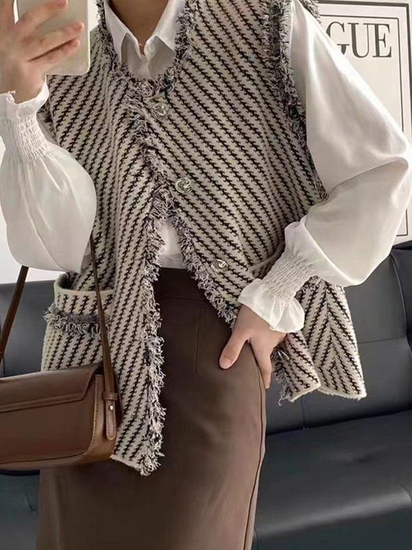 Gilet Pied-de-Poule sans Manches