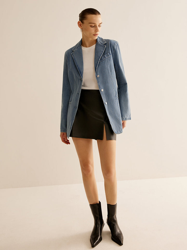 Lange Jacke mit Metallknöpfen