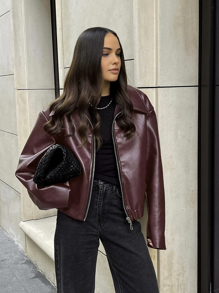 Veste Courte Bordeaux Élégante