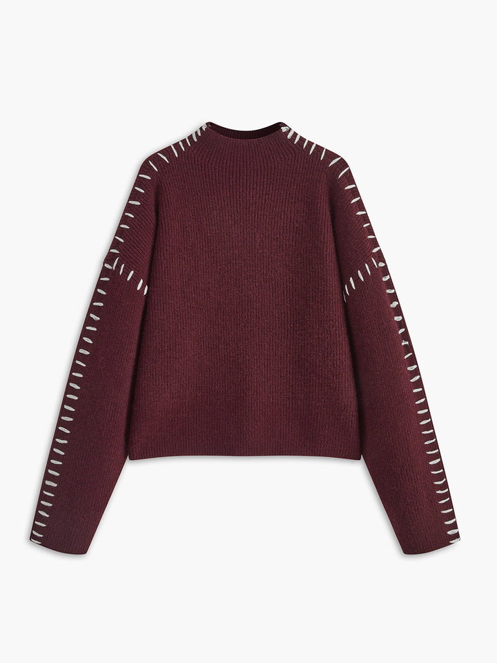 Oversize-Pullover mit Stehkragen