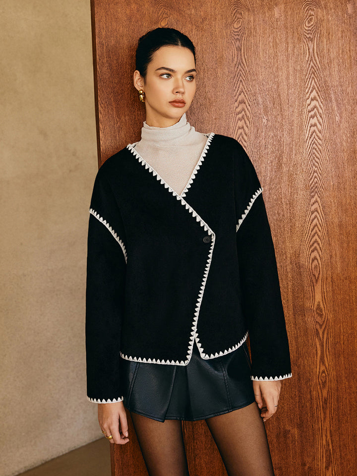 Oversize-Jacke mit kontrastierenden Kanten