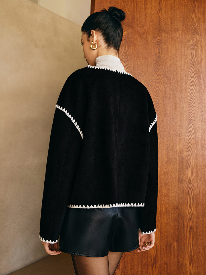 Oversize-Jacke mit kontrastierenden Kanten