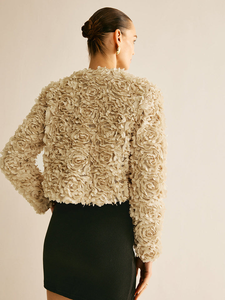 Veste Courte Bouclée Beige