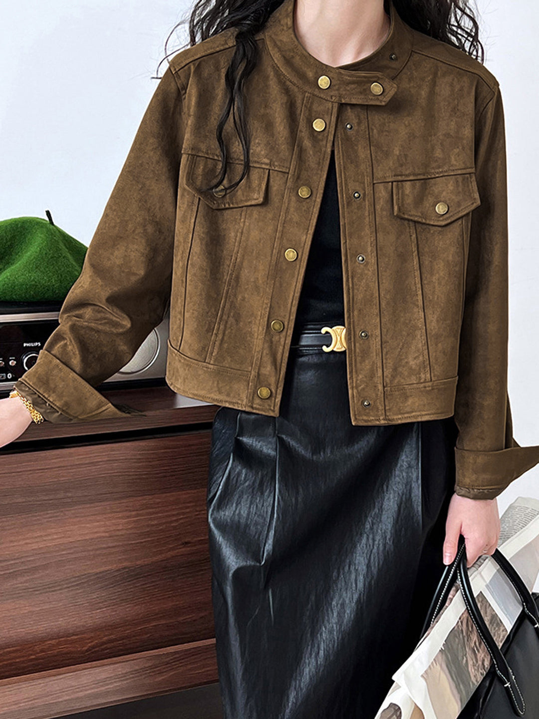 Veste Courte Marron Clair