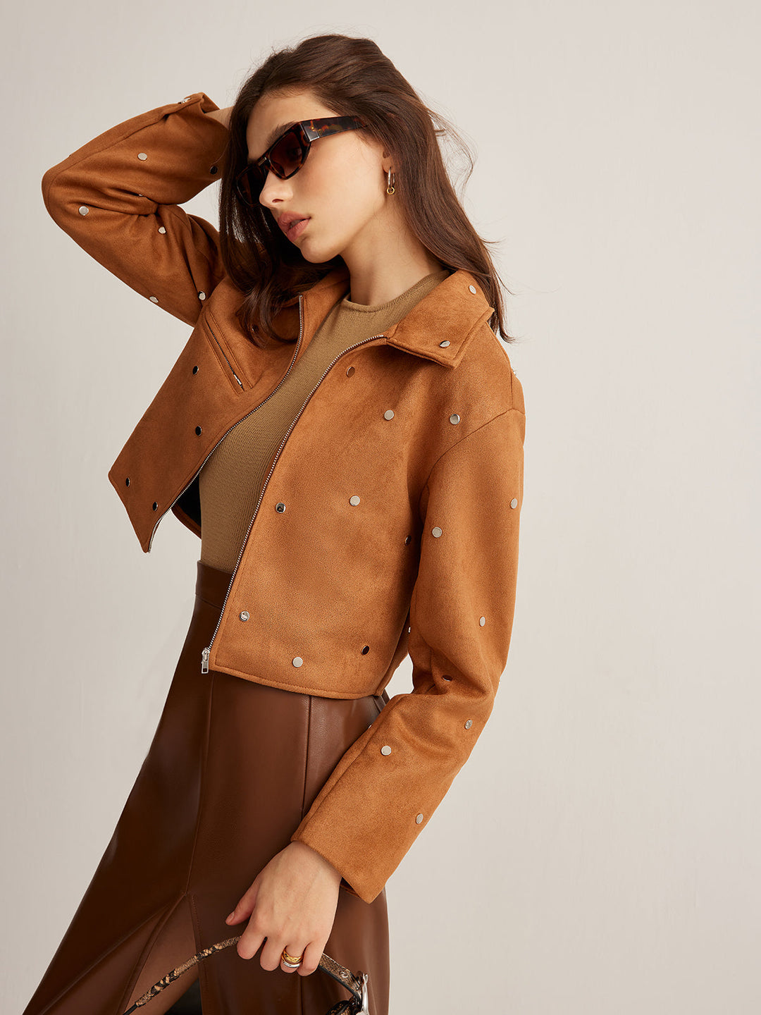 Veste Synthétique Marron Camel