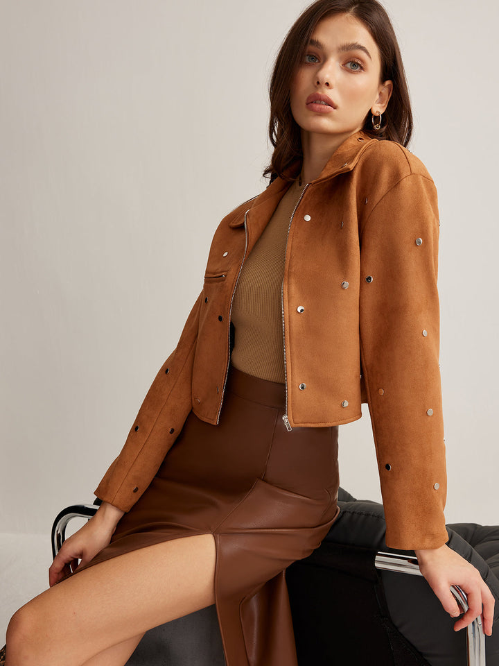 Veste Synthétique Marron Camel