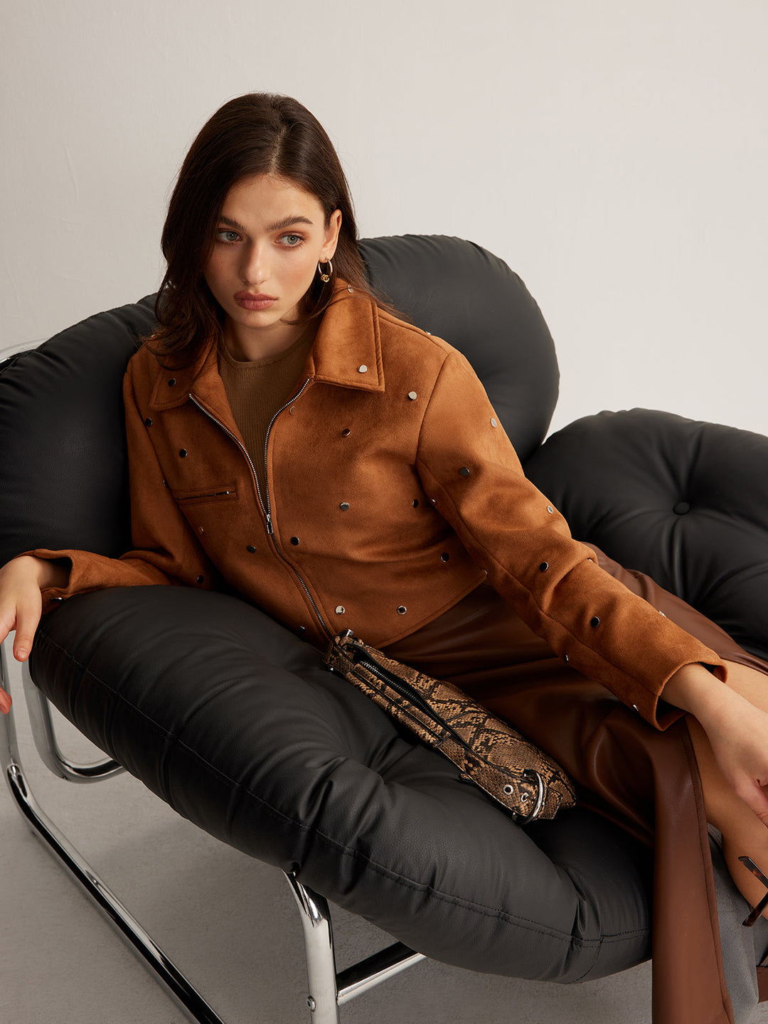 Veste Synthétique Marron Camel