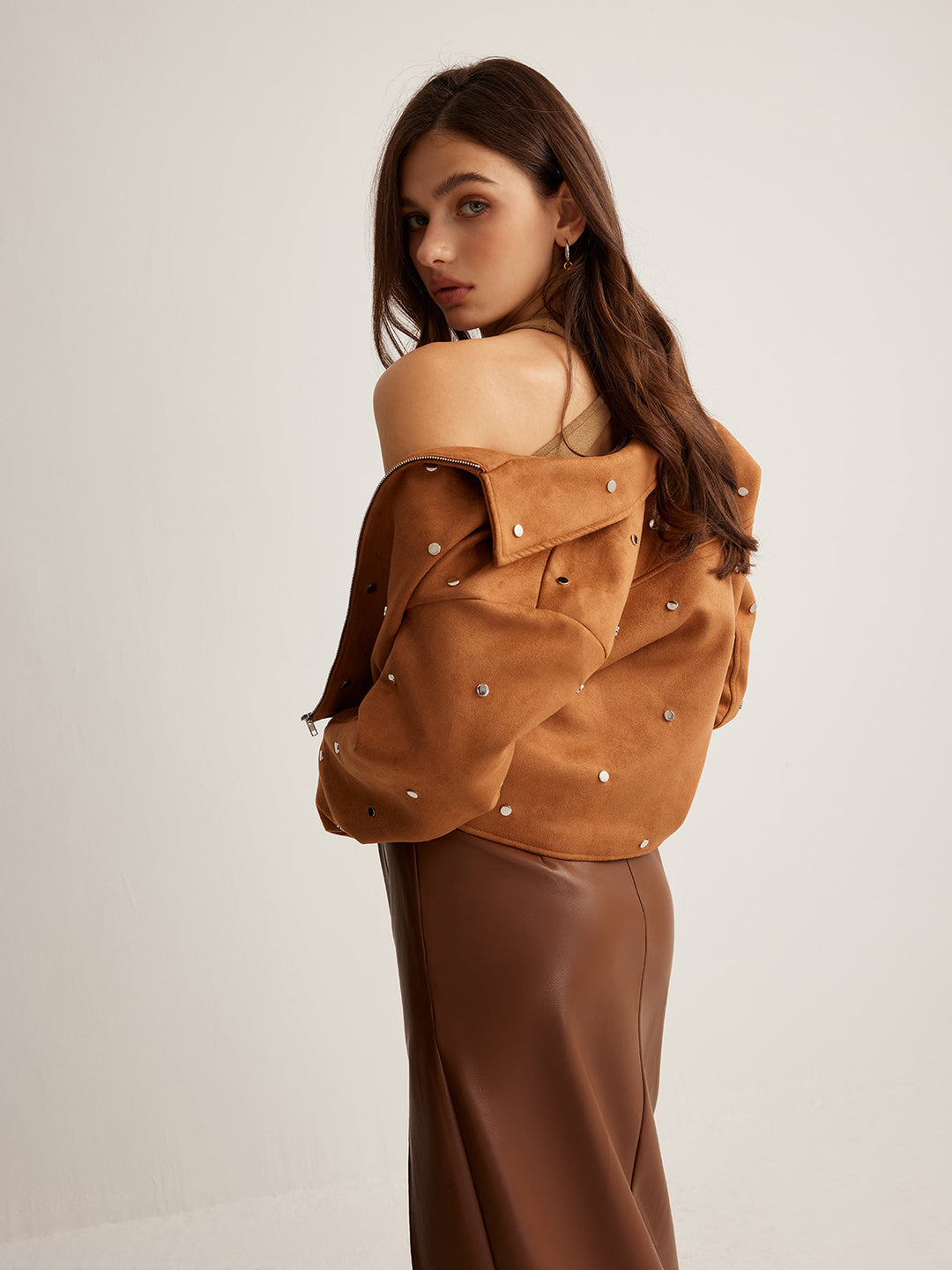 Veste Synthétique Marron Camel