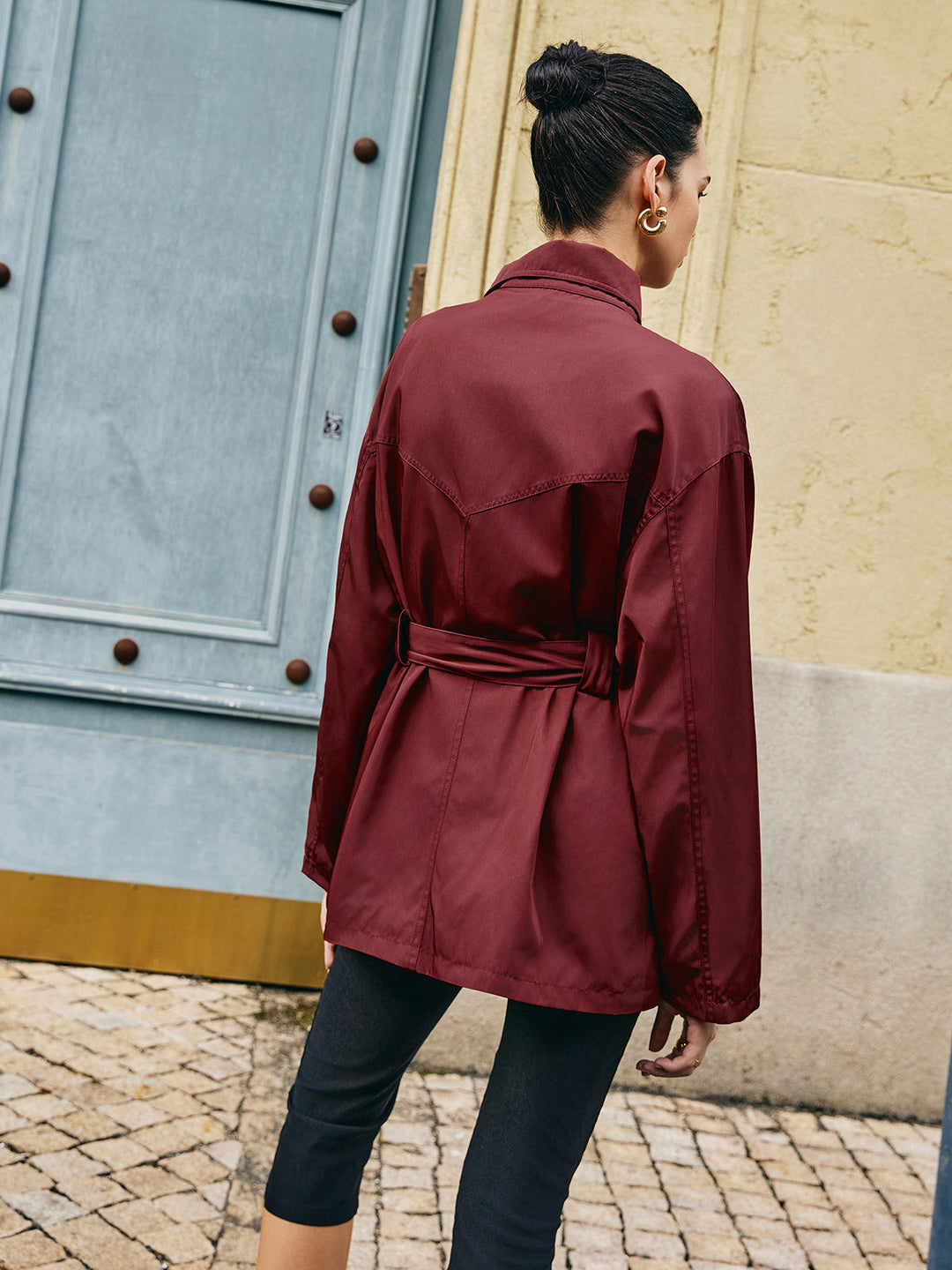 Veste Ceinturée Bordeaux