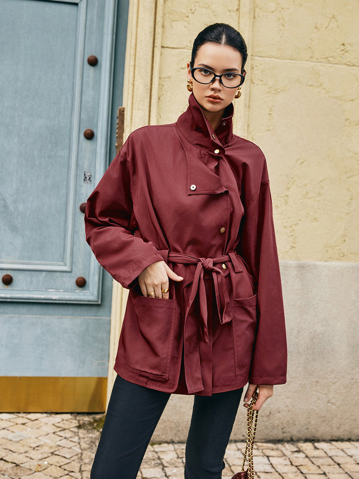 Veste Ceinturée Bordeaux