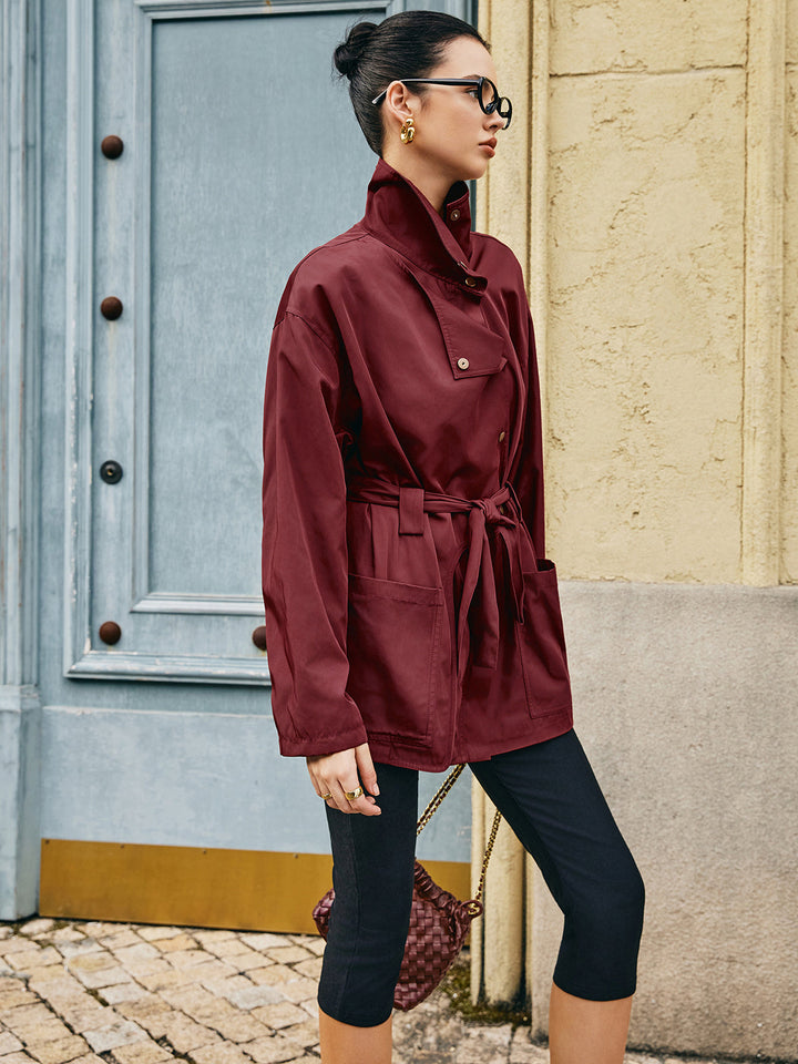 Veste Ceinturée Bordeaux