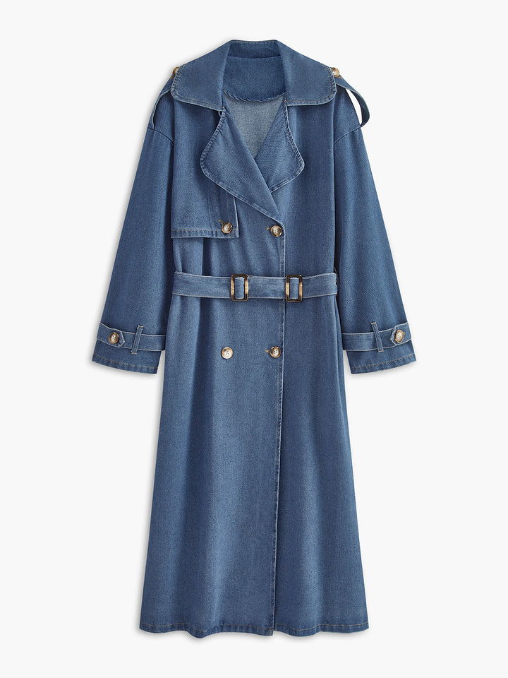 Trench-Coat Long Bleu