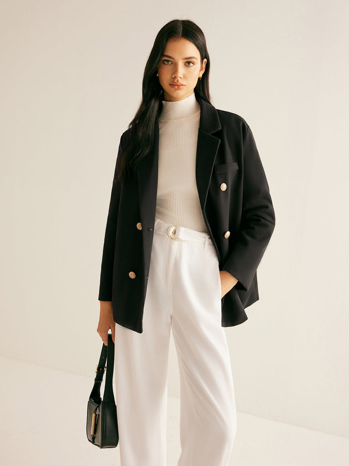 Veste Noire à Double Boutonnage