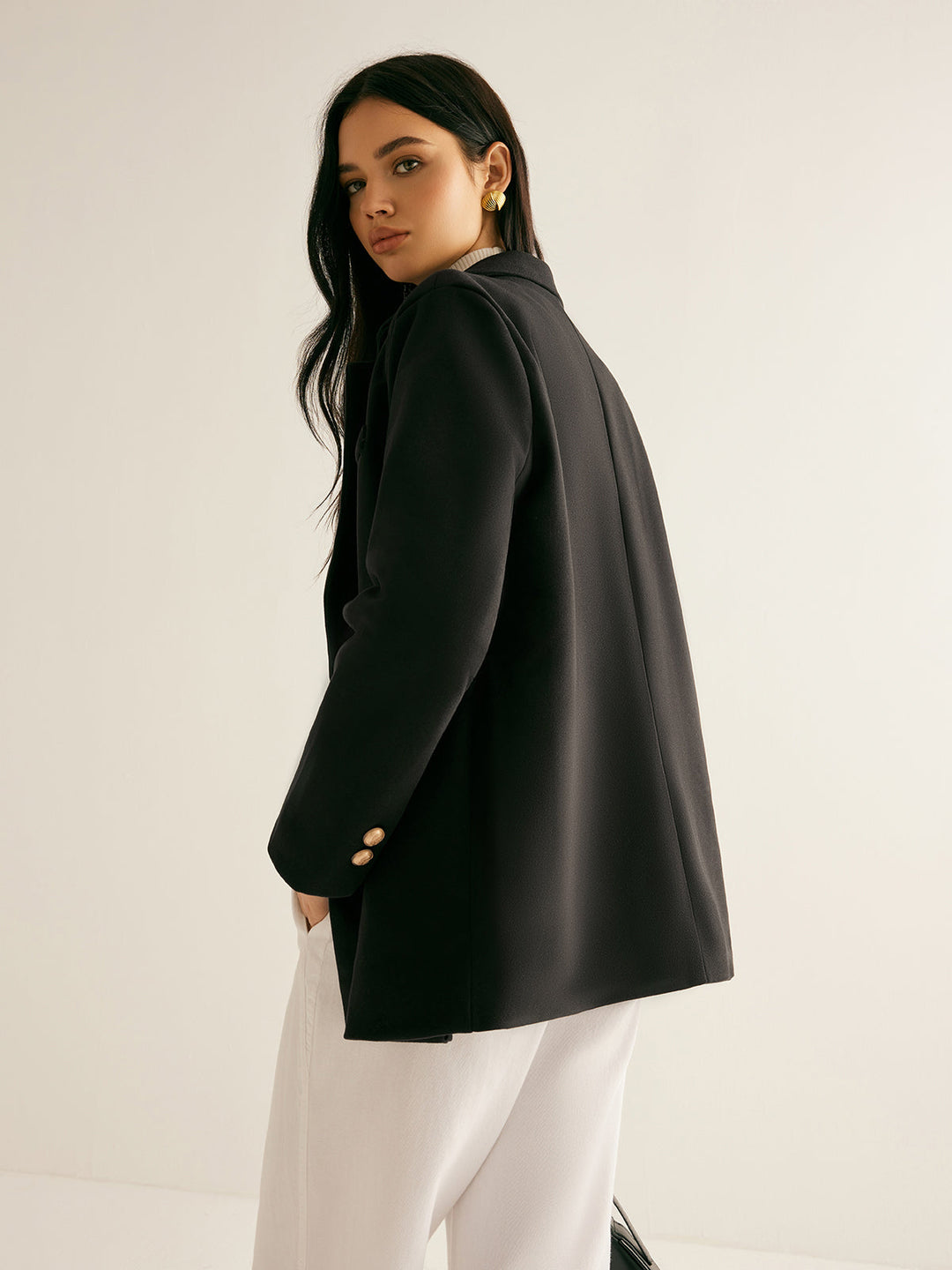 Veste Noire à Double Boutonnage