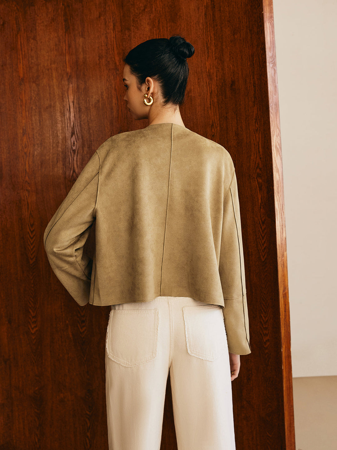 Veste Courte Synthétique Beige