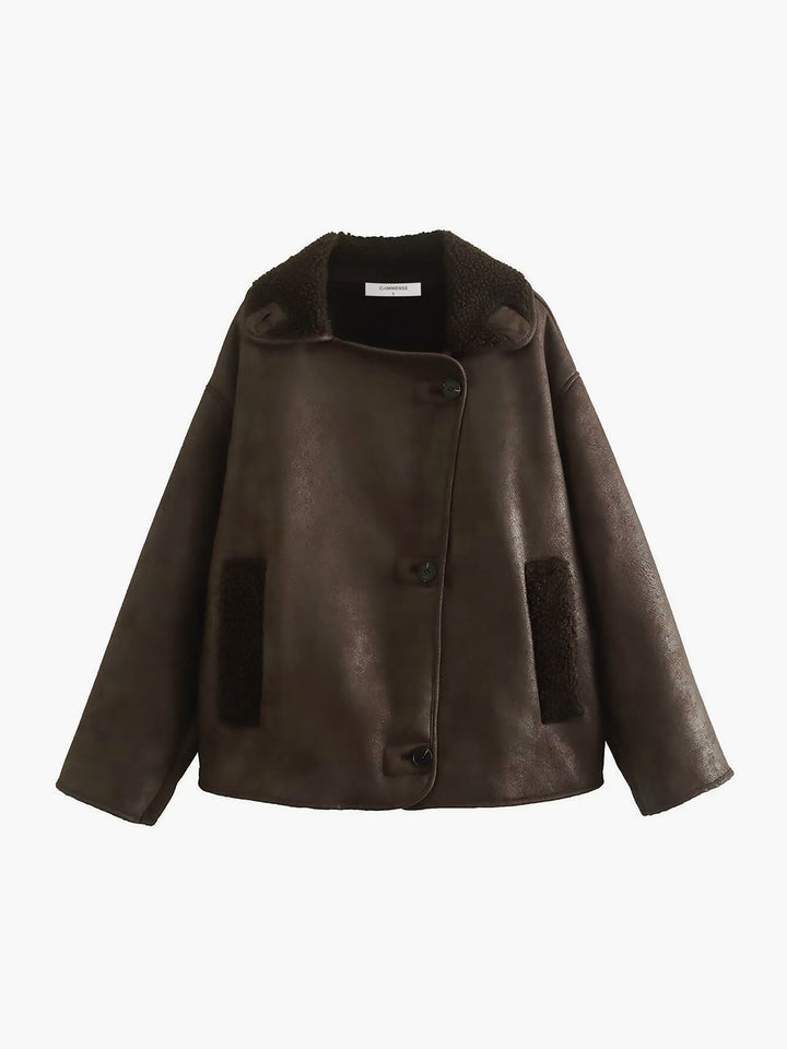 Übergroße Jacke mit Sherpa-Futter